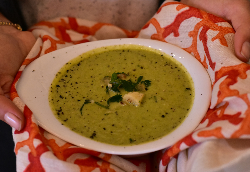 green soup in a bowl